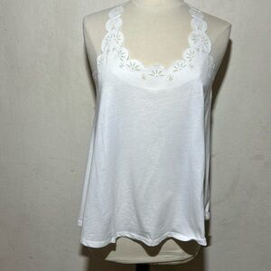 Anthropologie Fei Laser Cut White Tank NWT
